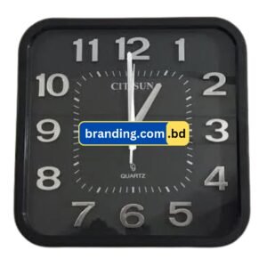 Customized Wall Clock 15/15 Inch City Sun Black