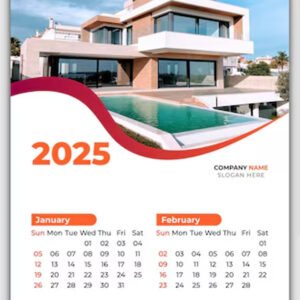 2026 Wall Calendar Print (6 Page – 18/23 In – 1 Side – 150 GSM – 1000 pcs)